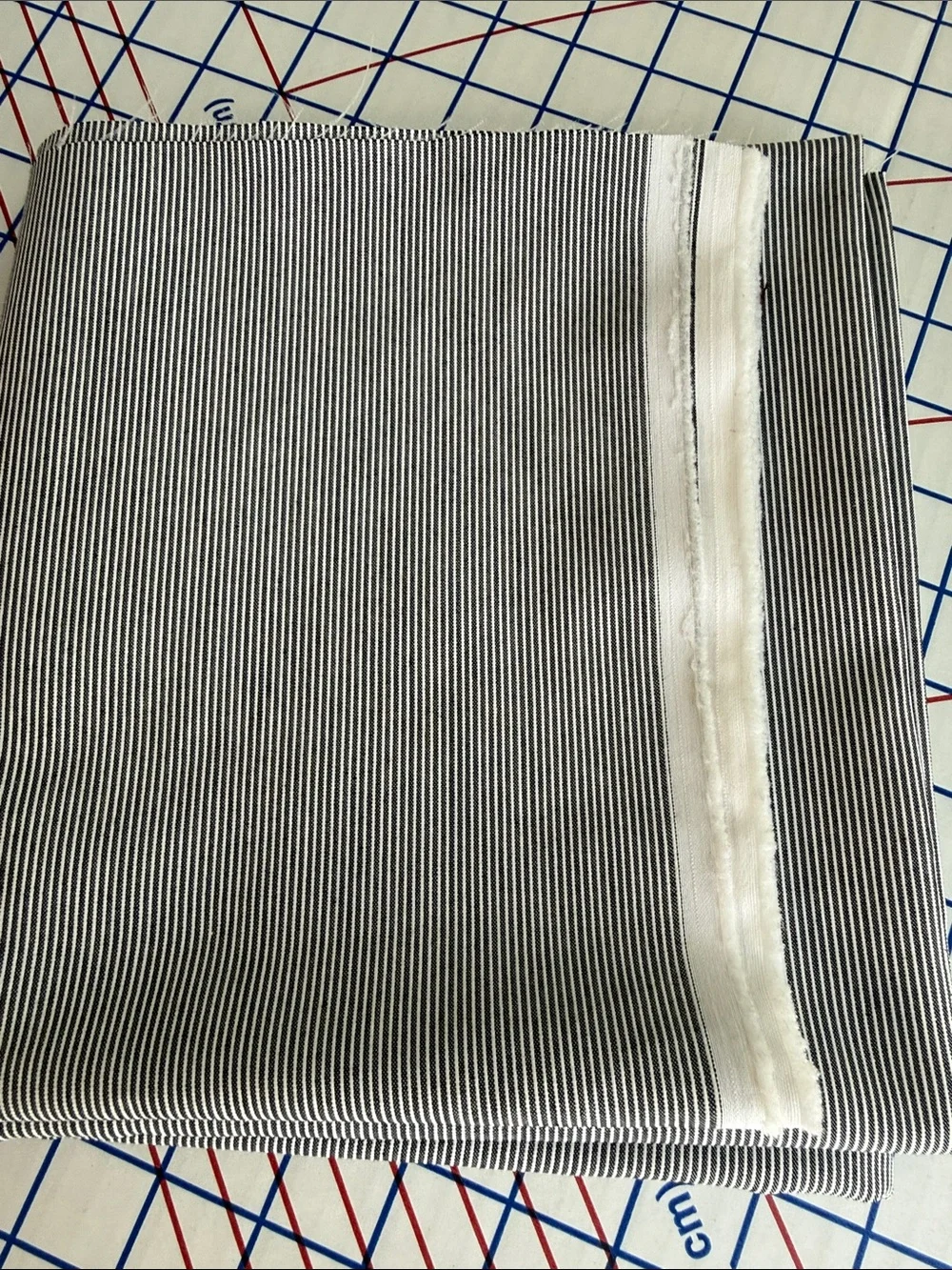 Vintage Black White Ribbed Pinstripe Fabric 1 Yard x 64” Wide Textured Woven